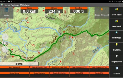 Route Navigation screen